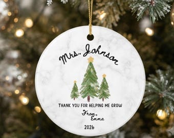 Personalized Teacher Christmas Ornament, New Teacher Keepsake, Gift from Student, Educator Gift, Teacher Xmas Gift