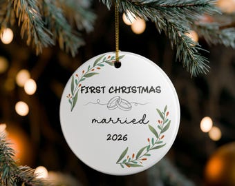 Personalized First Christmas Married Ornament, Married Christmas Ornament, Newlywed Keepsake, Just Married Gift, Newlywed Gift
