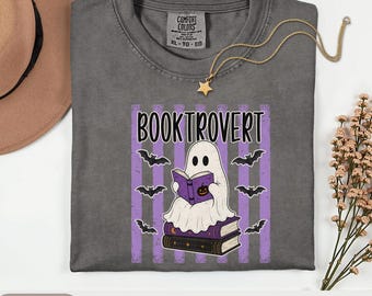 Comfort Colors Halloween Booktrovert Shirt, Teacher Book Sweatshirt, Bookish Halloween Crewneck, Booktrovert Gift