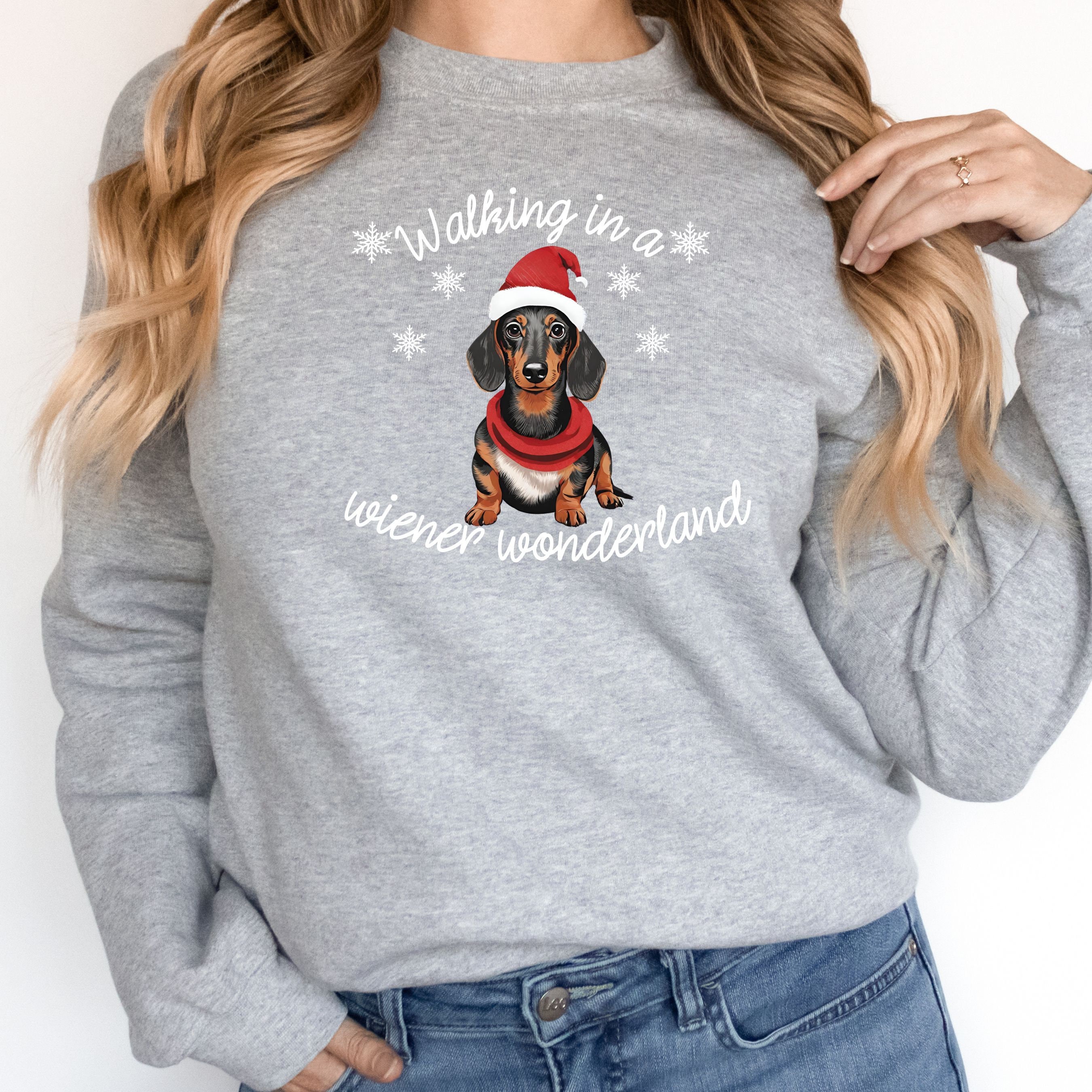 Walking in A Wiener Wonderland Dachshund Christmas Sweater, Dachshund