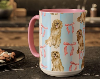 Coquette Golden Retriever Mug, Golden Dog Owner Lover, Golden Retriever Mom Gift, Pet Lover Gift Mug
