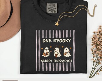 Comfort Colors Halloween Music Therapist Shirt, One Spooky Music Therapist Tee, Music Therapist Gift