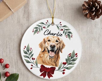 Personalized Golden Retriever Christmas Ornament, Golden Retriever Pet Ornament, Pet Loss Ornament, Dog Owner Keepsake