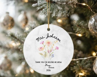 Personalized Teacher Christmas Ornament, New Teacher Keepsake, Thank You Gift from Student, Educator Gift, Teacher Xmas Gift
