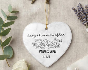 Personalized Happily Ever After Ornament, Mr Mrs Christmas Ornament, Married Newlywed Keepsake, Just Married Gift, Newlywed Gift