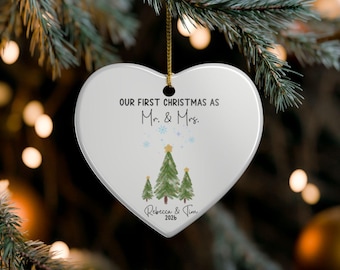Personalized First Christmas As Mr and Mrs Ornament, Mr Mrs Christmas Ornament, Newlywed Keepsake, Just Married Gift, Newlywed Gift