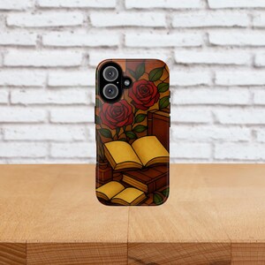 Bookish Stained Glass Mosaic Tough Phone Case, Book Phone Case, Book Lover iPhone Case, Reader Gift, Book Lover Gift