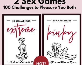 Two Sex Games, Anniversary Gift, 100 Kinky Sex Challenges, Kinky Sex Game, Sexy Gift for Him