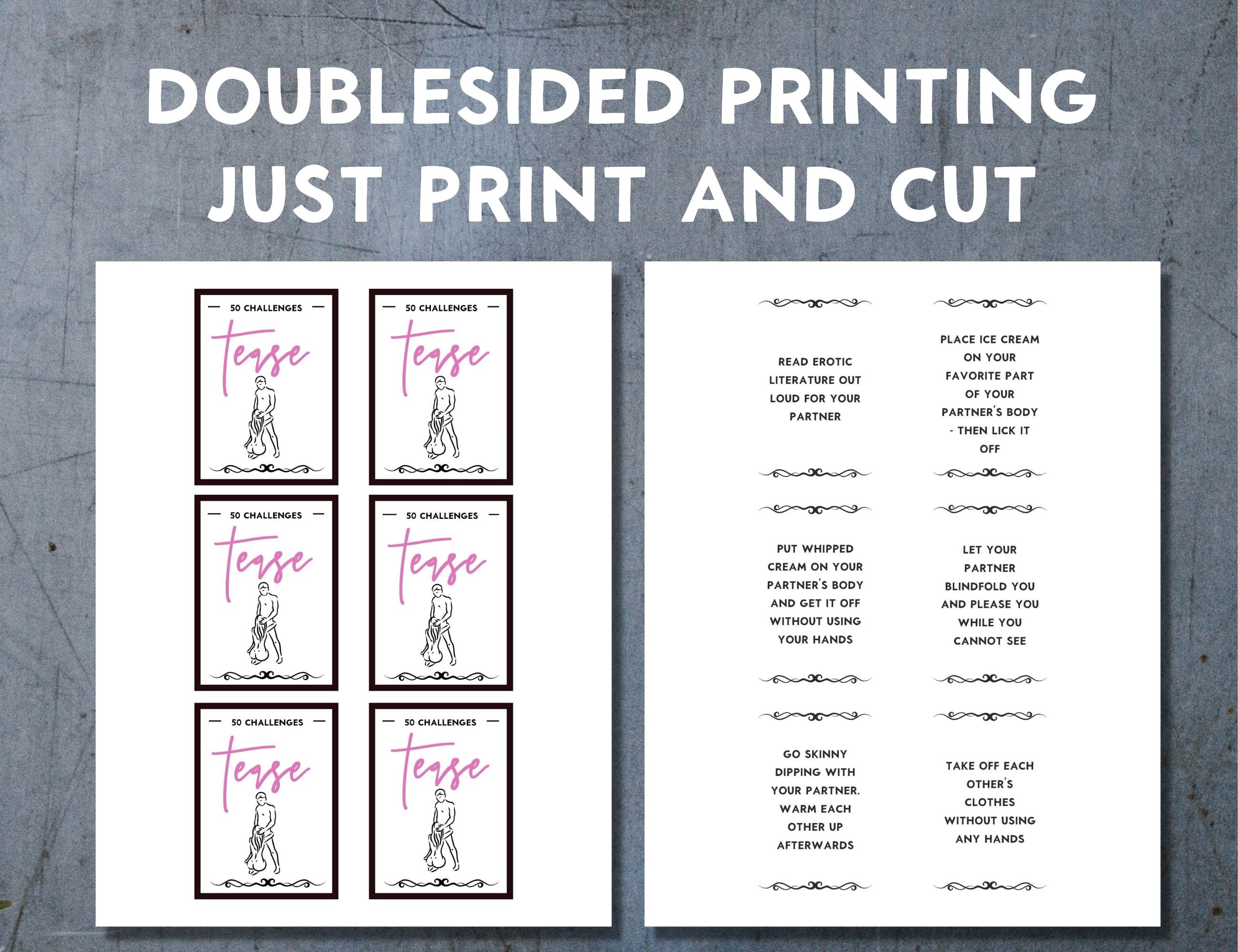 Valentine Sex Games, 50 Sex Tease Challenges, Romantic Printable Sex