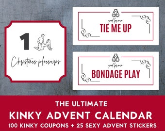 Kinky Adult Advent Calendar, 100 Kinky Sex Coupons and 25 Sexy Calendar Stickers, Printable Instant Download