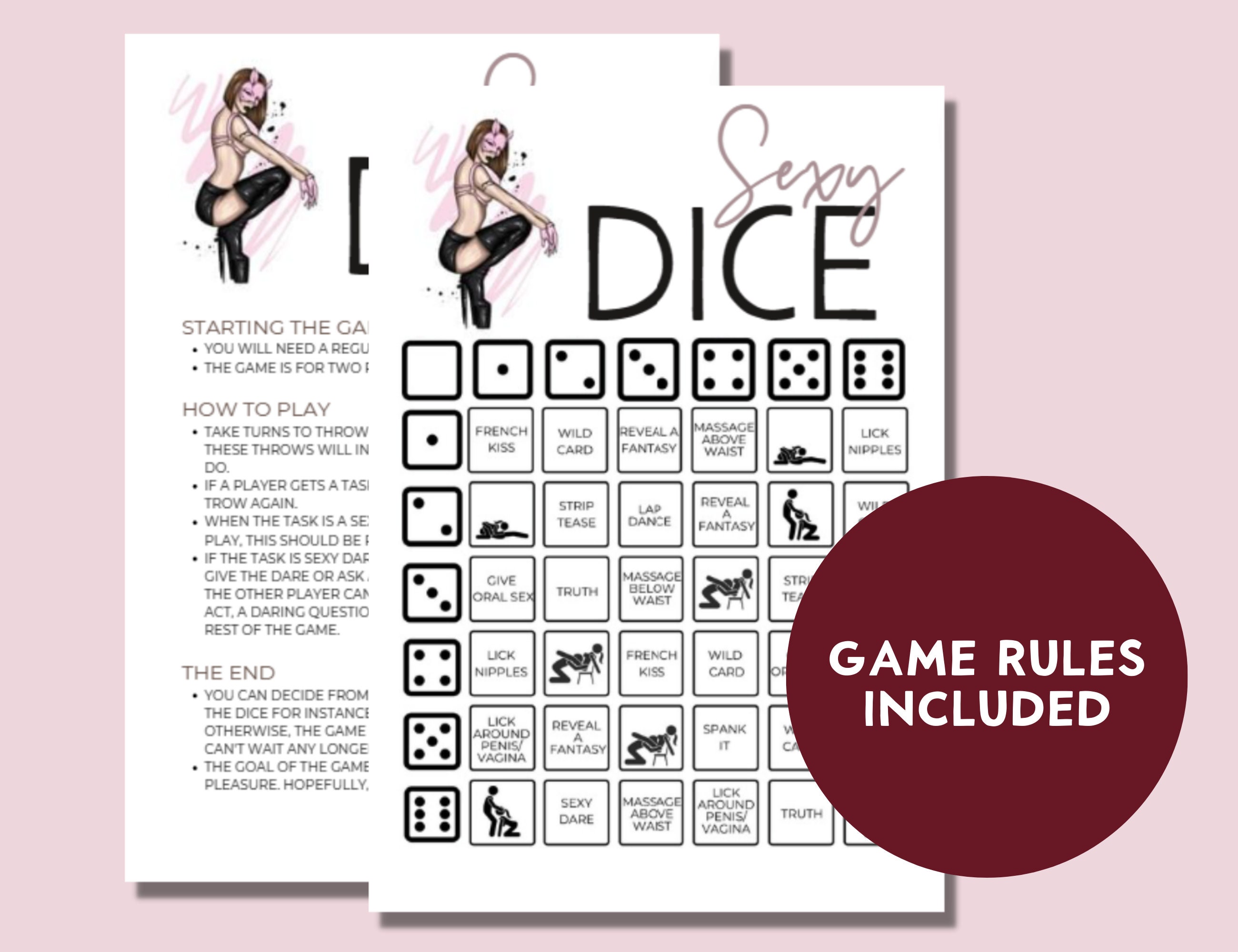 Sex Dice, Dirty Dice, Foreplay Game,, Sexy Dice Game, Naughty Dice