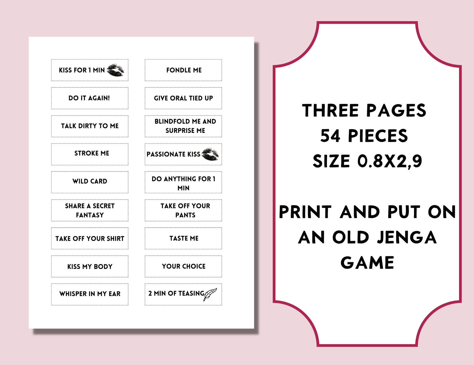 Sex Jenga Game, Printable Sex Games, Kinky Games, Adult Jenga, Foreplay ...