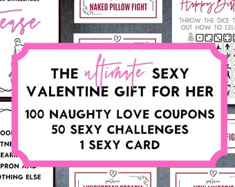 Sexy Valentine Gift for Her,, Sexy Gift for Girlfriend with Sex Games, Sex Coupons and Sex Dice, Sexy Wife Gift at Valentine