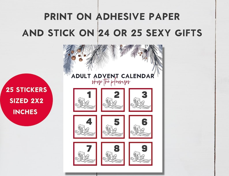 Sexy Advent Calendar, Adult Advent Calendar Stickers, Sexy December