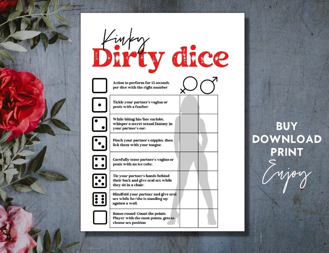 Kinky Dirty Dice Game, Printable Sex Dice, Naughty Dice, Sexy Dice, Sex
