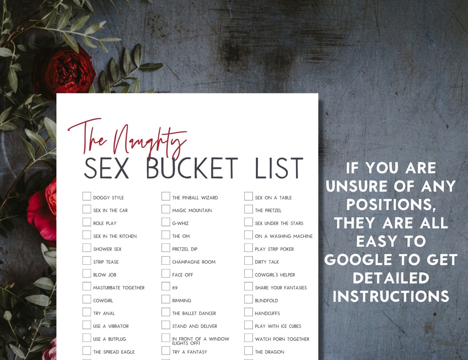 Sex Bucket List Sex Challenge Printable Sex Game - Etsy