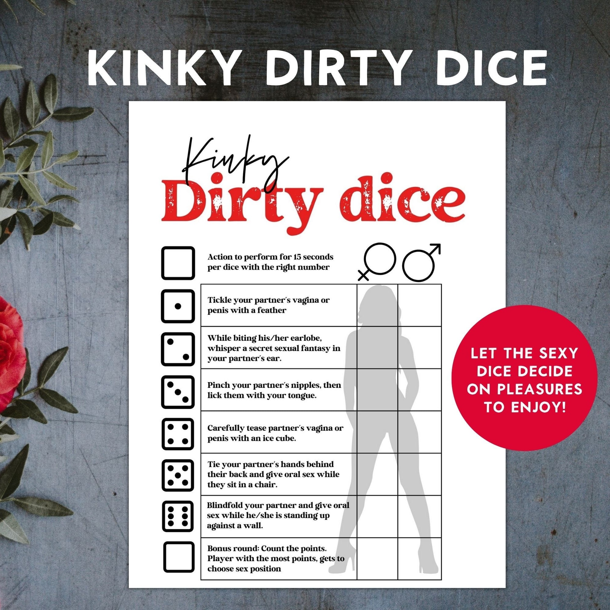 Kinky Dirty Dice Game, Printable Sex Dice, Naughty Dice, Sexy Dice, Sex ...