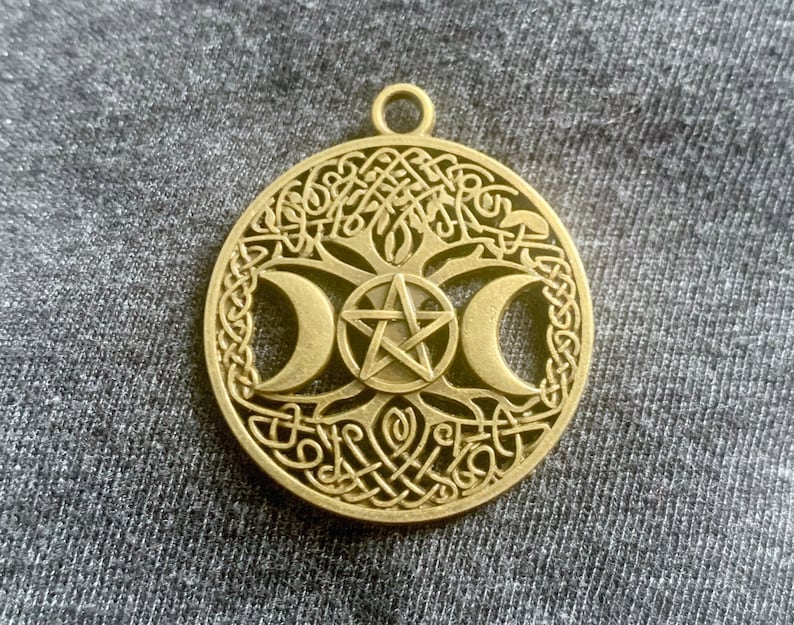 Ten 100x Enchantments Mystic Necklace Wicca Pagan Metaphysical Handmade Art Rare Complete Life Enhancement Vast Blessings Magick Bronze Gold image 1