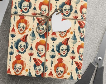 Nightmare Circus Wrapping Paper | Creepy Clown Gift Wrap | Spooky Halloween Gift Paper for Horror Lovers | Gift Paper for Creepy Occasions