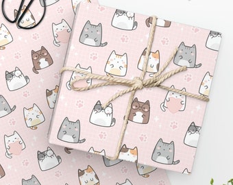 Cute Cats Wrapping Paper | Gift Wrap for Cat Lovers | Whimsical Gift Wrap | Unique Wrapping Paper | Cat Lover Gift