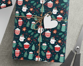 Cute Kawaii Wrapping Paper | Christmas Gift Paper | Unique Wrapping Paper | Holiday Gift Wrapping | Novelty Gift Wrap | Winter Gift Paper