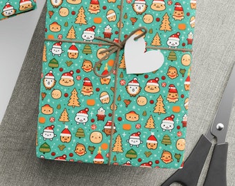 Cute Kawaii Wrapping Paper | Christmas Gift Paper | Unique Wrapping Paper | Holiday Gift Wrapping | Novelty Gift Wrap | Winter Gift Paper