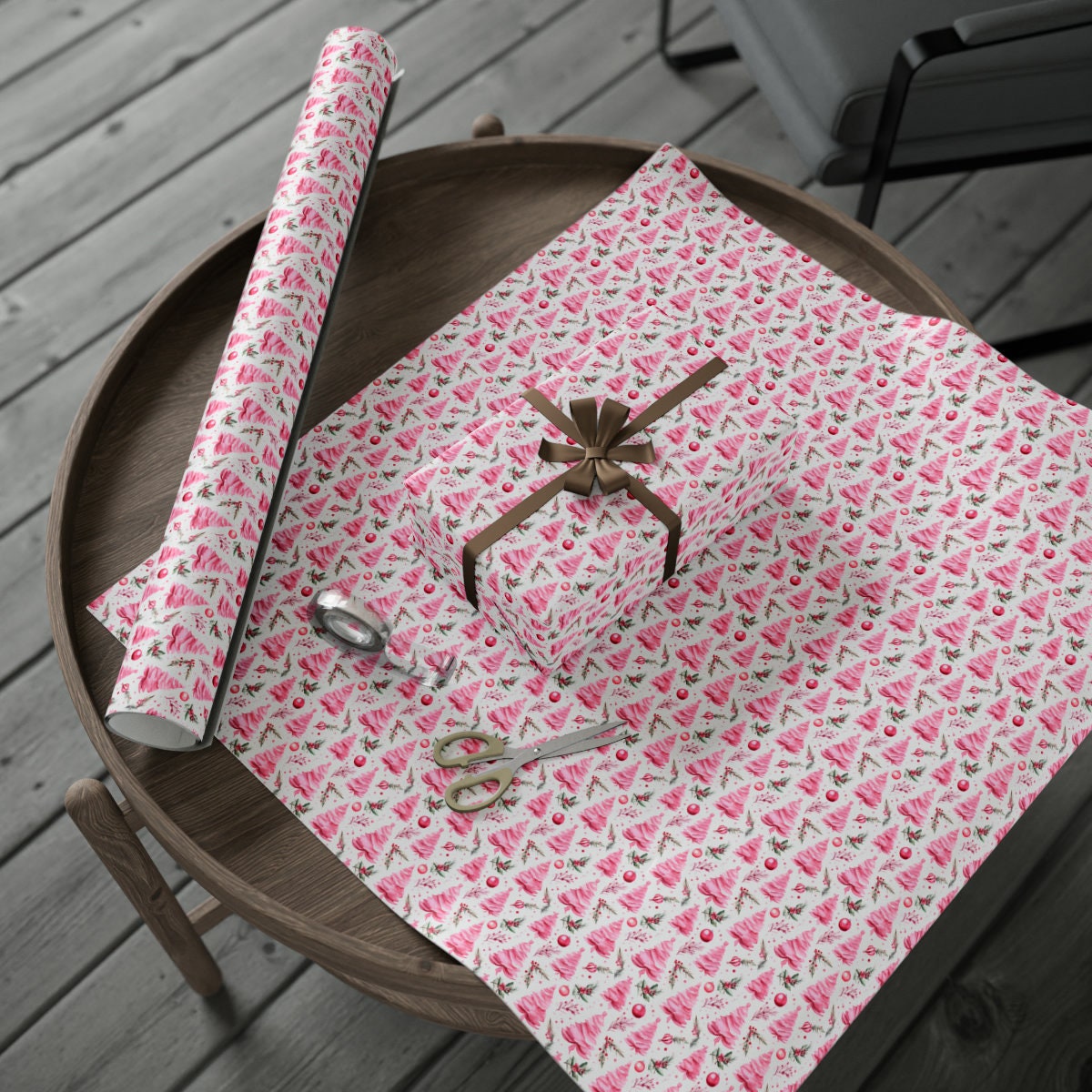 Pink Christmas Gift Wrap Pink Holiday Wrapping Paper Xmas Gift Paper Novelty Gift Wrap Whimsical