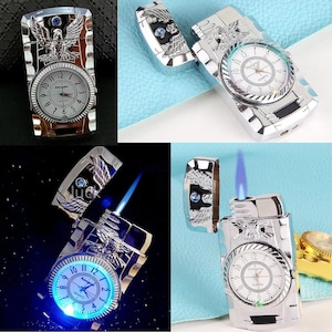 Watch Lighter for Men | Colorful Refillable Butane Torch | Windproof Jet Flame Metal Lighter | Unique Gift Idea