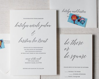 Letterpress Wedding Invitation | Katelyn Design | Modern Letterpress | Stationery | Semi Custom Wedding