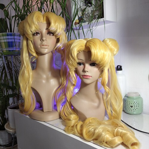 Perruque cosplay Usagi Tsukino Serenity Sailor Moon : queues de cheval amovibles