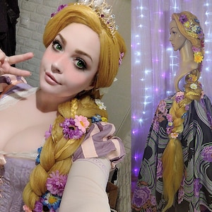 Fabriqué sur commande Raiponce emmêlé tresse cosplay perruque