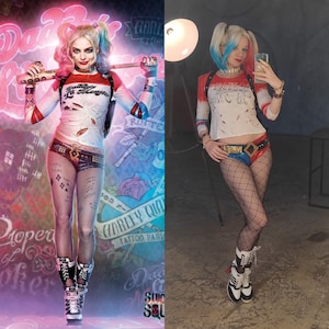 Bambini ragazze Harley costumi Cosplay Quinn ricamo giacca pantaloni  imposta vestito da festa di carnevale