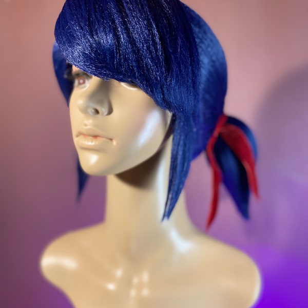 Dark blue 2 ponytails cosplay wig made to order