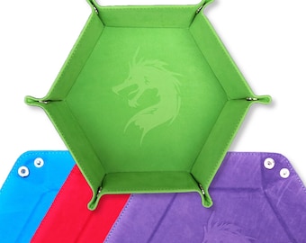 DND Dice Tray Dragon Folding Hexagon Rolling Mat