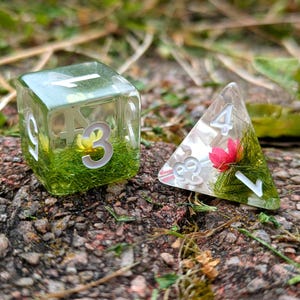 Druid&#39;s Bloom Flower D&D Dice Set for Druids Rangers 7pcs Nature Inspired Gift
