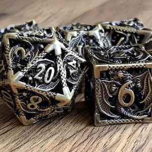 Brass Hollow Dragon Dice Set D&D Metal