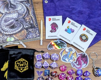 Caja de dados Mystery D&D: juegos de dados, pines y accesorios para TTRPG