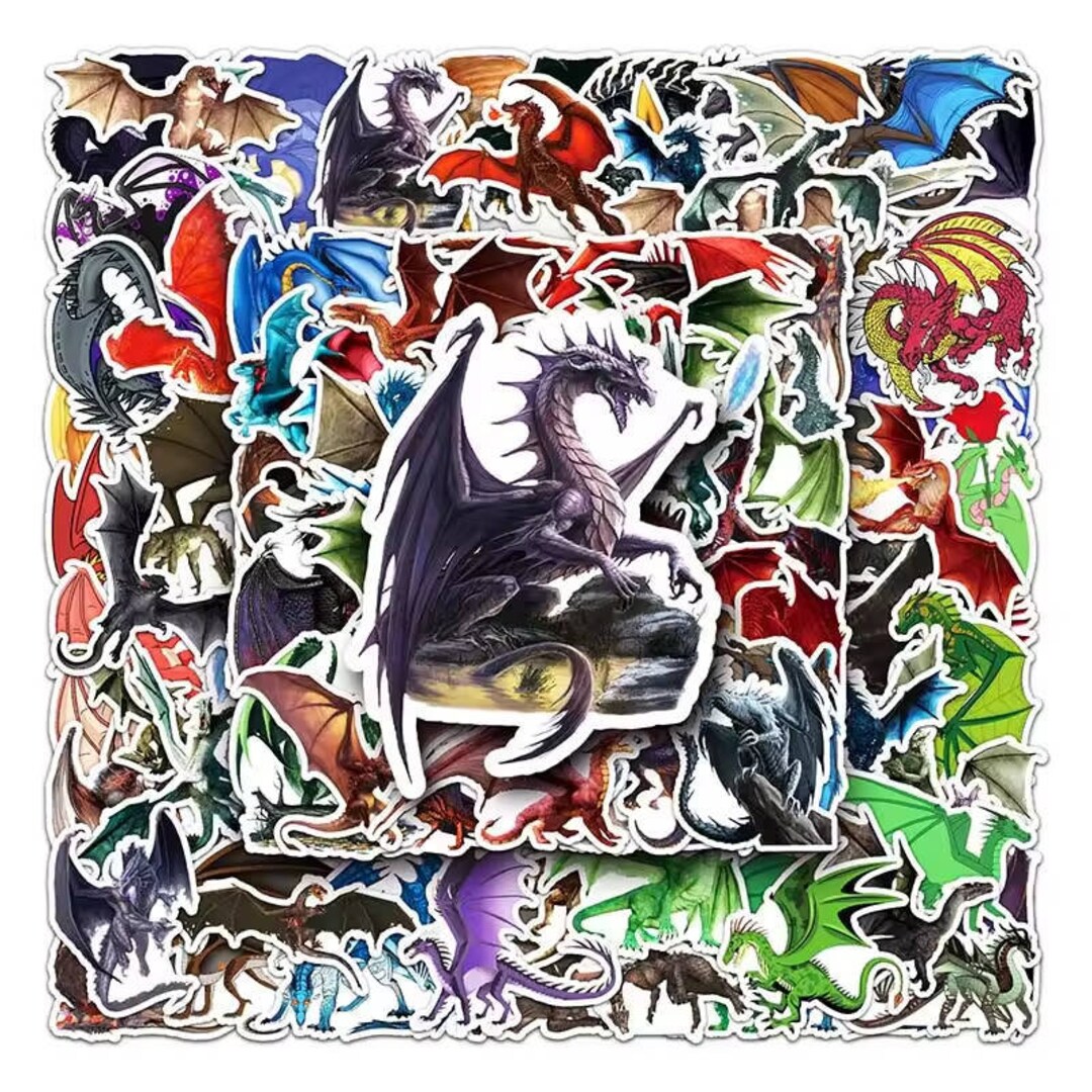 Dragon Sticker Roll 100 Pack Dragon Stickers for Laptops, Skateboards, Phones, Notebooks ...
