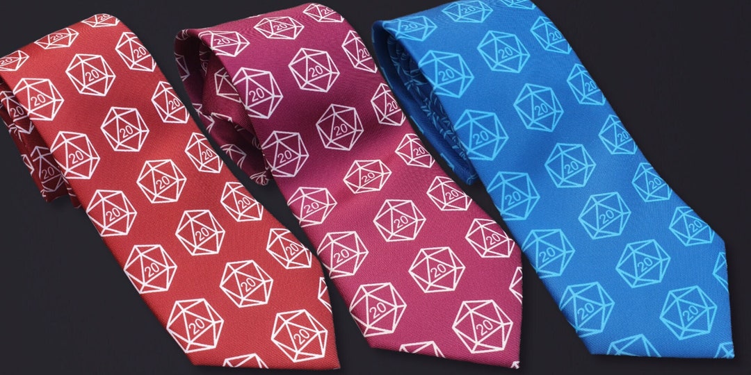 D20 Dice Tie D&D Dungeons and Dragons Necktie Geek Bow Etsy
