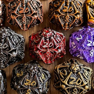 Skull Macabre Dice | Metal Memento Mori Dice Sets for D&D and TTRPGs