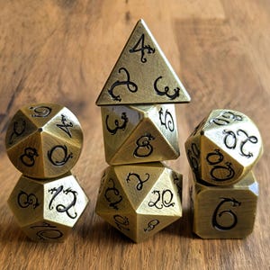 Brass Dragon Wyrmling DND Dice Set 7pcs Metal Polyhedral Die