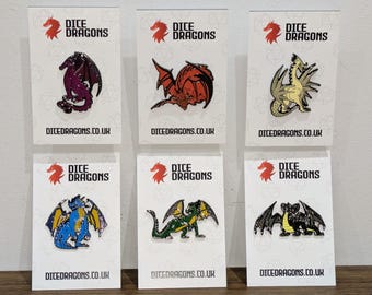 Pines de esmalte de dragón cromático para fanáticos de la fantasía y la mitología de D&D