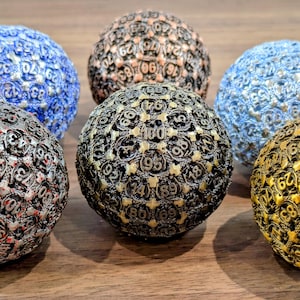 D100 Dice Metal Dragon One Hundred Sided Percentile % Die for DND and TTRPGs