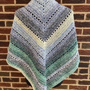 Handmade Blue Ombre Crochet Shawl - Cozy, Stylish, and One-of-a-Kind