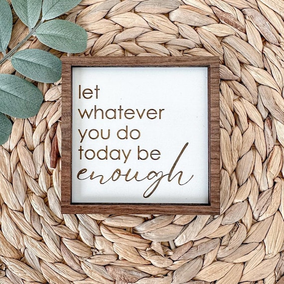 Encouraging Quote Mini Wood Sign, Walnut Frame Desk Decor