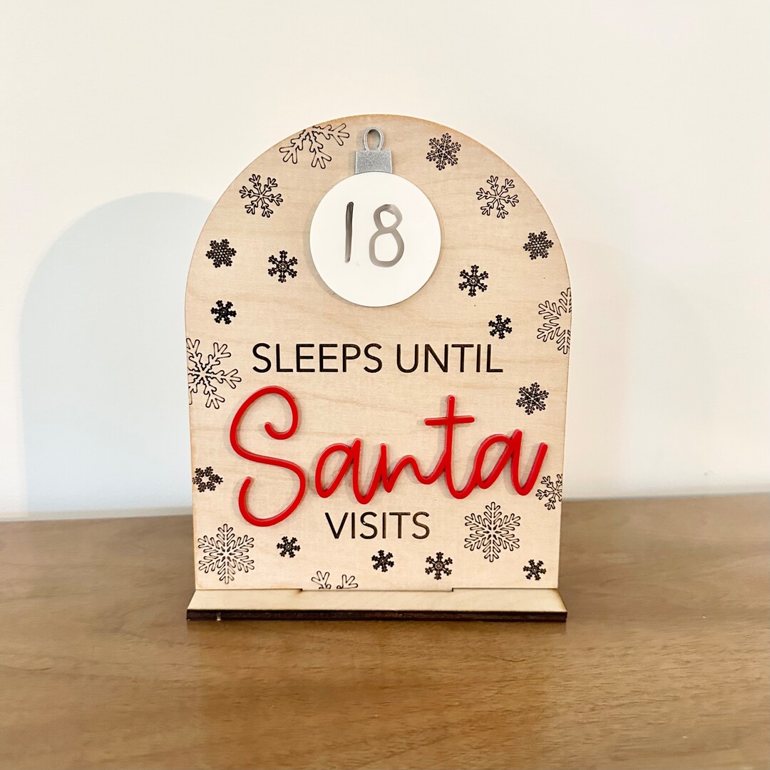 Santa countdown sign christmas countdown etsy