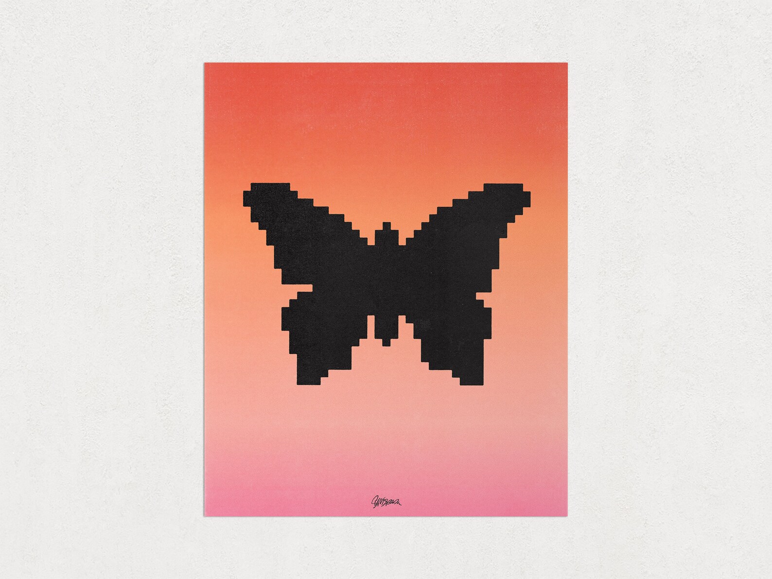 Peach Pixel Gradient Butterfly Poster | Y2K Butterfly Girly Dorm Poster ...