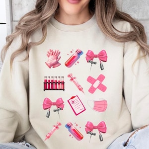 Phlebotomy Bow Sweatshirt, Cute Blood Draw Gift, Coquette Crewneck for Phlebotomist, Healthcare Worker Apparel, Phlebotomy Graduation