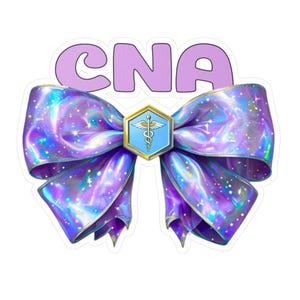 CNA Bow Vinyl Decal Sticker, Cute CNA Sticker for Water Bottle, Laptop, Badge Reel, Certified Nursing Assistant Gift, Nurse Stickers