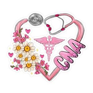 Heart Stethoscope CNA Vinyl Decal, CNA Sticker, Nurse Stickers, Certified Nursing Assistant, CNA Gift, Laptop Car Sticker, Nurse Gifts